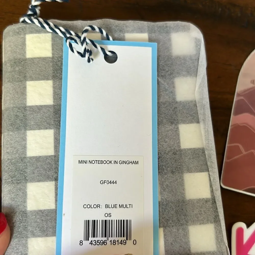 Draper James Mini Notebook NWT In Gingham Cor and 3 stickers